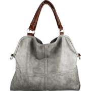 Everyday Free Style Beige Tan Soft Embossed Ostrich Double Handle Oversized Hobo Satchel Purse Handbag Tote Bag Gray - Hand bag - $29.50 