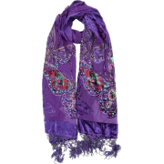 Exotic Chiffon / Velvet Butterfly Print Sequins Beaded Long Shawl Wrap Scarf - 6 color options Purple - Šali - $34.00  ~ 29.20€