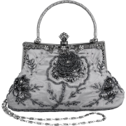 Exquisite Antique Seed Beaded Rose Evening Handbag, Clasp Purse Clutch w/Hidden Handle and Chain Gray - Hand bag - $29.50 