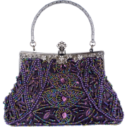 Exquisite Seed Bead Sequined Leaf Evening Handbag, Clasp Purse Clutch w/Hidden Handle Purple - Hand bag - $29.99 