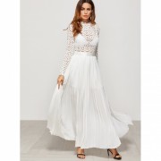 Eyelet Embroidered Lace Top Split Pleate - Catwalk - $77.00  ~ £58.52