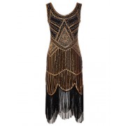 FAIRY COUPLE 1920S Sequined Beaded Tassels Hem Gatsby Flapper Dress D20S001 - Accesorios - $59.99  ~ 51.52€