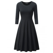 FENSACE With Pockets, Womens 3/4 Sleeve Casual A-Line Cotton Midi Dress - sukienki - $21.88  ~ 18.79€