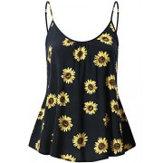 FENSACE Women's Sleeveless Summer Flowy Print Floral Spaghetti Starp Tank Tops - Camisas - $15.99  ~ 13.73€