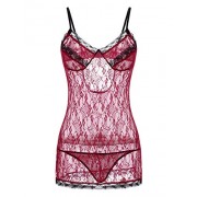 FISOUL Women Sexy Lingerie Mesh Babydolls Lace Chemises Nightwear Set Thong - Backless See Through Sleepwear - Unterwäsche - $13.99  ~ 12.02€