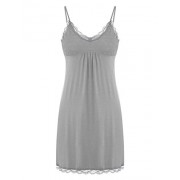 FISOUL Women’s V-Neck Nightgown Sexy Chemise Full Slip Sleepwear Nightwear Sleep Dress - Dresses - $14.99  ~ £11.39