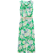 FLORAL PRINT BELTED JUMPSUIT - Dresses - $69.90 