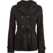 FULL TILT Fleece Trench Womens Hooded Jacket Black - Jacket - coats - $39.99 
