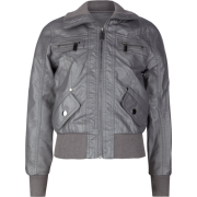 FULL TILT Zip Front Faux Leather Girls Jacket Grey - Jacket - coats - $29.99 