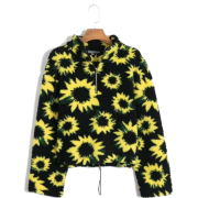 Fashion flower print zipper slim long sl - Jacket - coats - $32.99 