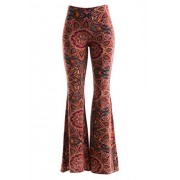 Fashionomics Womens Boho Printed Bell Bottom Stretchy Long Pants - Pants - $16.99 