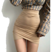 Fashion pleated bag hip irregular high w - Skirts - $25.99 