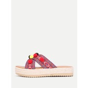 Faux Pearl & Pom Pom Decorated Flat Sandals - Sandálias - $32.00  ~ 27.48€