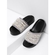 Faux Pearl Decorated Flat Sandals - Sandals - $30.00 