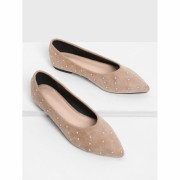 Faux Pearl Decorated Pointed Toe Flats - Shoes - $46.00 