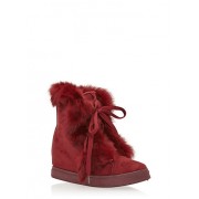 Faux Fur Trim Wedge Booties - Buty wysokie - $34.99  ~ 30.05€