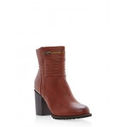 Faux Leather High Heel Zipper Booties - Boots - $19.99 