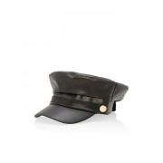Faux Leather Newsboy Hat - Hat - $6.99 