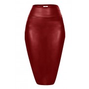 Faux Leather Pencil Skirt Below Knee Length Skirt Midi Bodycon Skirt for Womens, USA - Saias - $16.99  ~ 14.59€