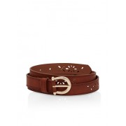 Faux Leather Perforated Skinny Belt - Belt - $3.99 