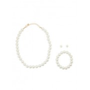 Faux Pearl Necklace with Bracelet and Earrings - Earrings - $4.99 