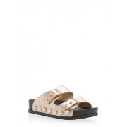 Faux Pearls Double Strap Slide Sandals - Sandals - $19.99 