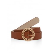 Faux Saffiano Leather Metallic Buckle Belt - Cinturones - $4.99  ~ 4.29€