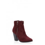 Faux Suede Side Zip Stacked Booties - Boots - $19.99 