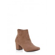 Faux Suede Square Toe Booties - Boots - $19.99 