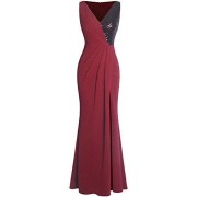 Fazadess Women's Paillette Ruched Deep V Neck Stretchy Split Wrap Formal Evening Party Dress - Dresses - $59.99 