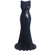 Fazadess Women's Sequins Prom Rhinestone Backless Floor-Length Gowns - Dresses - $72.88 
