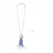 Feather Rhinestone Pendant Necklace with Stud Earrings - Uhani - $5.99  ~ 5.14€