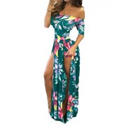 Feiying Women Plus Size Printed High-Cut Sexy Wrapped Chest Party Pencil Dress - Dresses - $45.89 