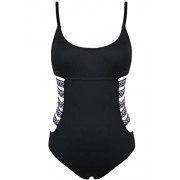 Firpearl Women's Black One Piece Swimsuit Cutout Bathing Suit Bandage Monokini Swimwear - Swimsuit - $22.99 