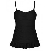 Firpearl Women's One Piece Swimsuit Ruffle Hem Swimdress Ruched Skirted Bathing Suit - Swimsuit - $15.99 