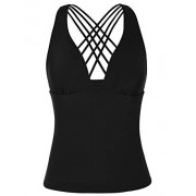 Firpearl Women's Tankini Swimsuits Top V Neck Cross Back Swimwear - Swimsuit - $16.99 