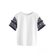 Floerns Women's Fringe Short Sleeve Cute Casual T-Shirt Tops - Top - $16.99 