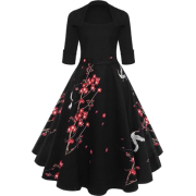 Floral Half Sleeve A-line Dress - Kleider - 