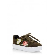 Floral Patches Lace Up Sneakers - Sneakers - $16.99 