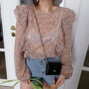 Floral round neck chiffon shirt female super fairy blouse - T-shirts - $27.99 