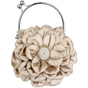 Flower Bloom Rhinestone Encrusted Stamen Side Kiss Frame Clasp Evening Bag Baguette Clutch Handbag Purse w/Detachable Chain Beige - Torby z klamrą - $42.50  ~ 36.50€