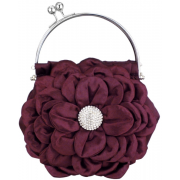Flower Bloom Rhinestone Encrusted Stamen Side Kiss Frame Clasp Evening Bag Baguette Clutch Handbag Purse w/Detachable Chain Purple - Clutch bags - $42.50 