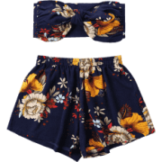 Flower Print Mini Tube Top And Shorts  - Spodnie - krótkie - 