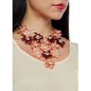 Flower Bib Necklace with Drop Earrings - Earrings - $8.99 