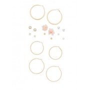 Flower Stud and Hoop Earrings Set - Naušnice - $5.99  ~ 38,05kn
