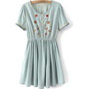 Flowers Embroidery denim dress - Haljine - 