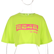 Fluorescent green short print navel T-sh - Košulje - kratke - $19.99  ~ 126,99kn