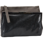 Foley + Corinna Double Venti Embossed Leather Clutch Grey/Slate - Clutch bags - $295.00 