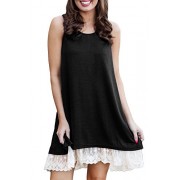 For G and PL Women Summer Loose Causal Lace Soft Cotton Tank Dress - Dresses - $35.99 