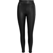 Front Seamed Faux Leather Leggings - Tajice - 